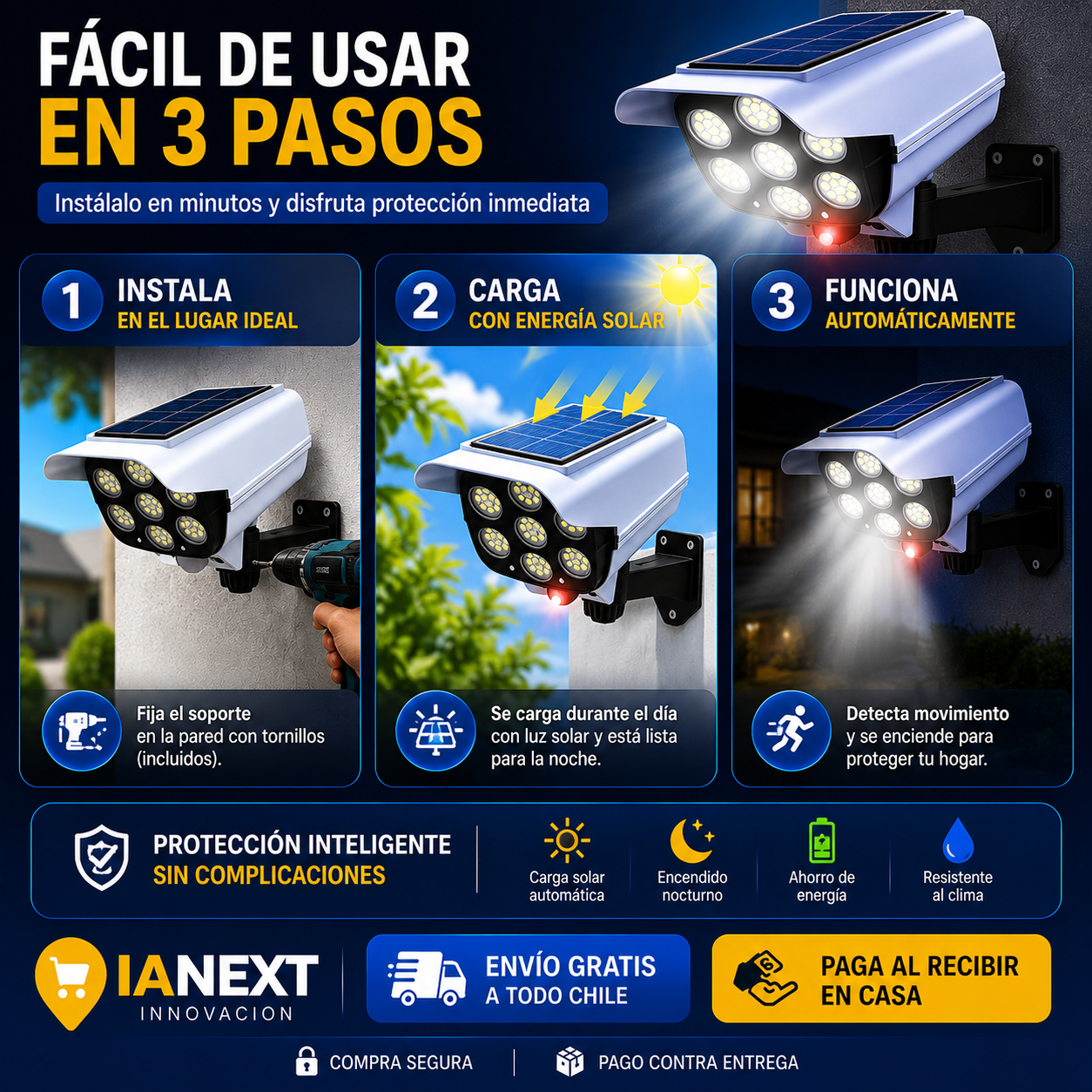 📹☀️ Foco Solar con Diseño de Cámara de Seguridad