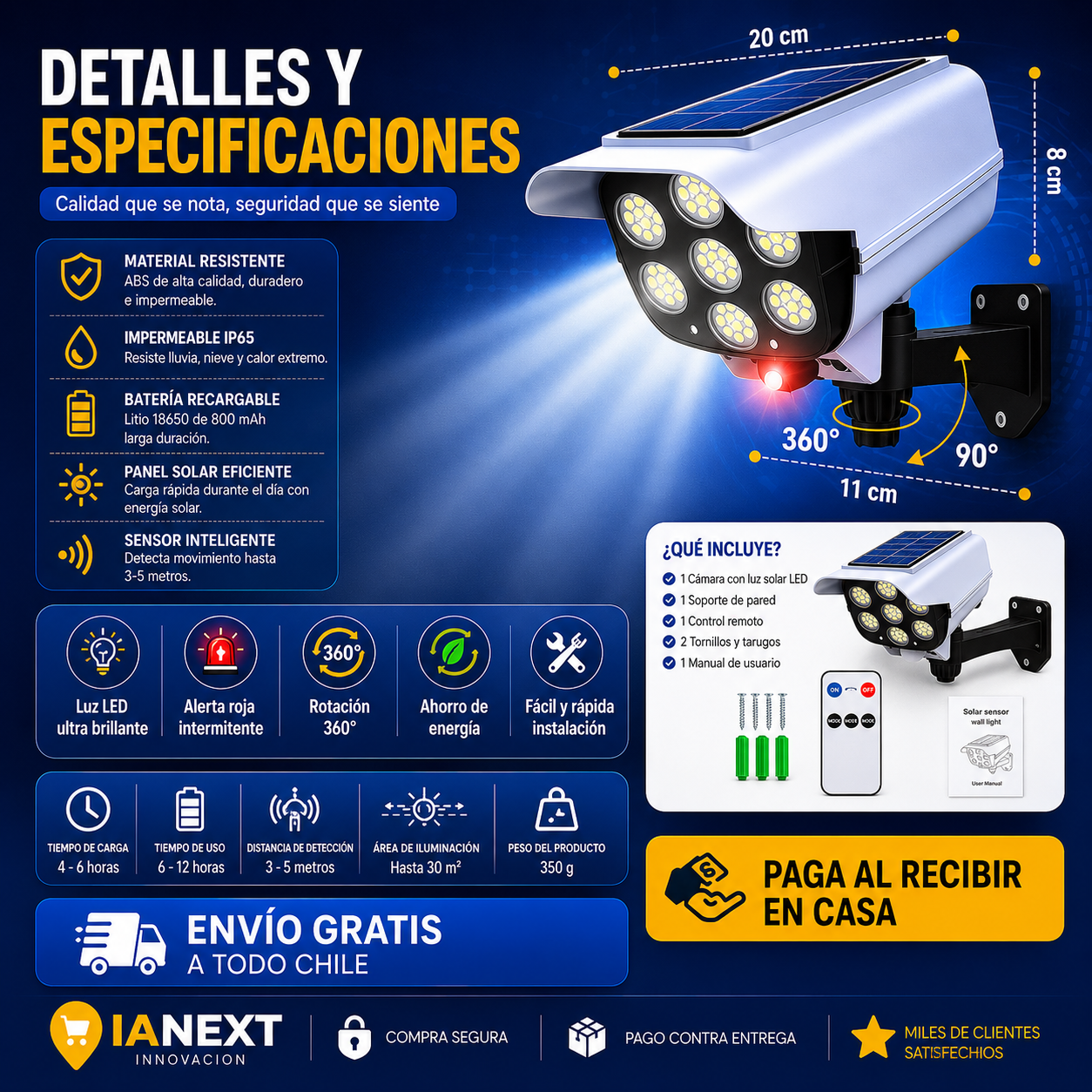 📹☀️ Foco Solar con Diseño de Cámara de Seguridad